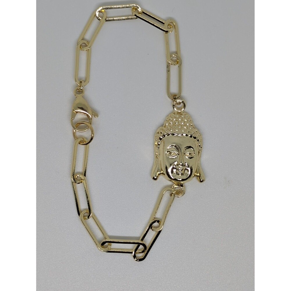 Stylish Unisex 8 inch 14K Gold-Filled Paperclip Buddha Bracelet (No Stamp)
